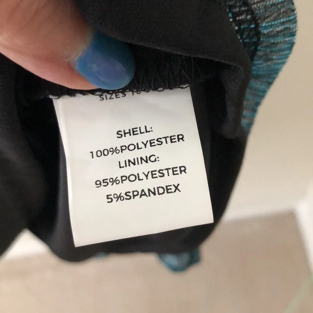 Bloomchic Cerulean Glitter Mesh Lined Surplice Neck Ruffle Pocket Dress 14-16 - Picture 9 of 11